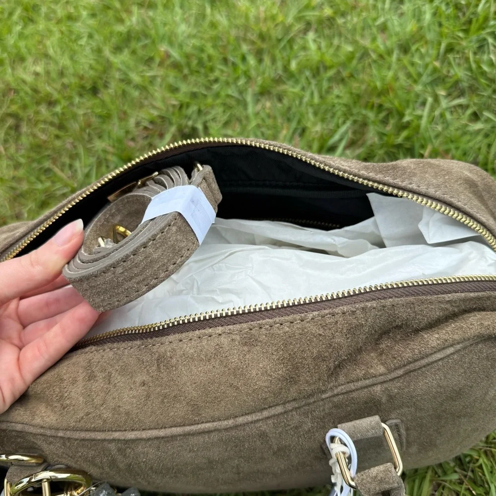 Isadora Elegant Brown taupe Women's suede Handbag made in Italy